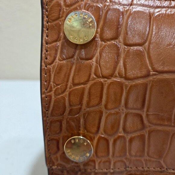 Michael Kors Fall Color Croc Embossed Dillon Satchel Tote Over the Shoulder - Picture 15 of 16
